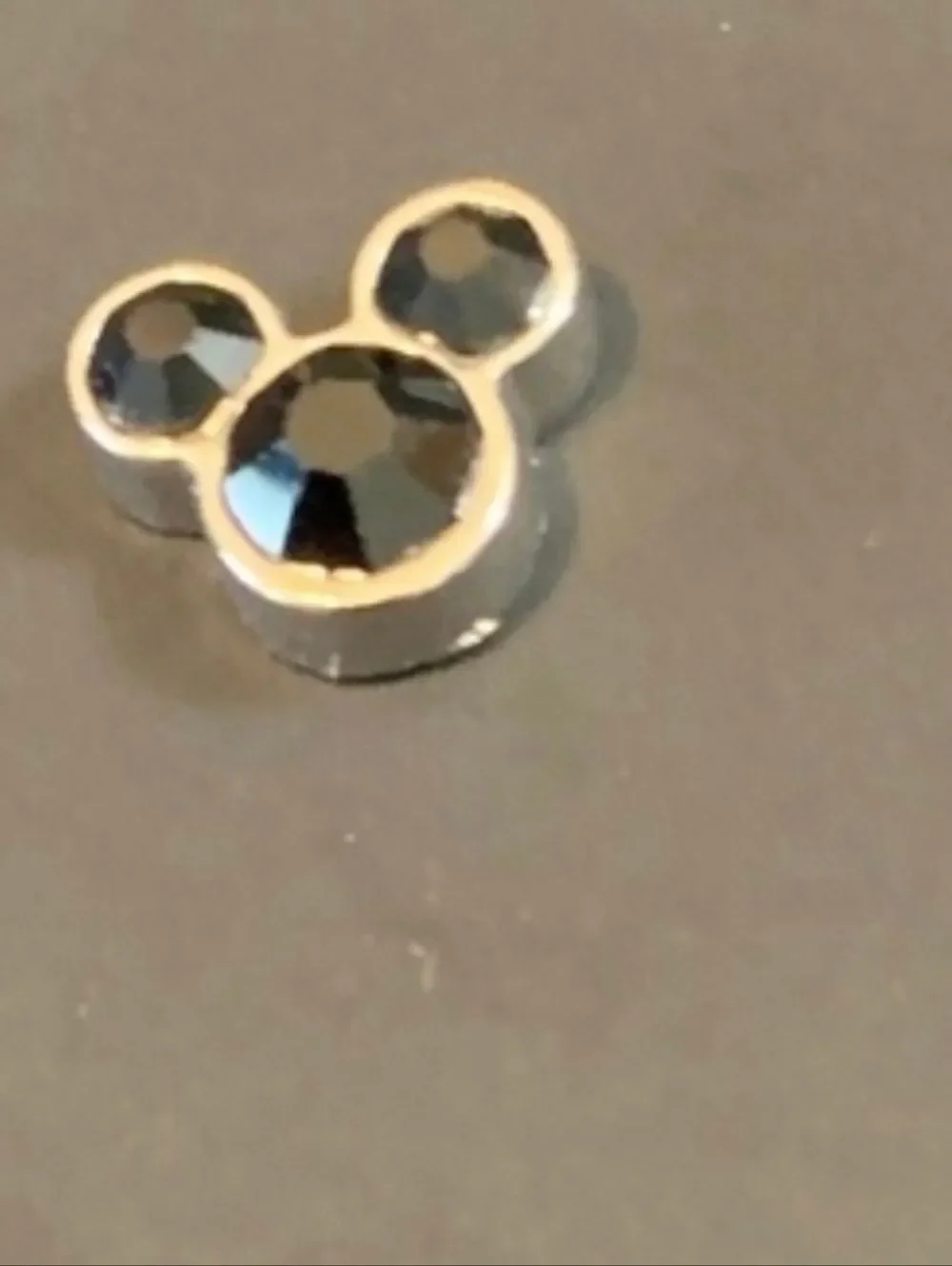 Black Crystal Mickey-Like Charm For Floating Lockets